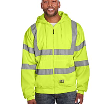 Men's Tall Hi-Vis Class 3 Lined Full-Zip Hooded Sweatshirt Thumbnail
